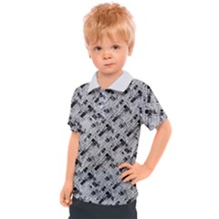 8 bit newspaper pattern, gazette collage black and white Kids  Polo Tee