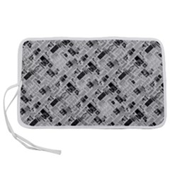 8 Bit Newspaper Pattern, Gazette Collage Black And White Pen Storage Case (m) by Casemiro