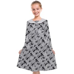 8 bit newspaper pattern, gazette collage black and white Kids  Midi Sailor Dress