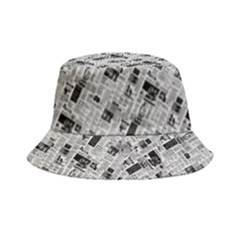 8 Bit Newspaper Pattern, Gazette Collage Black And White Bucket Hat by Casemiro