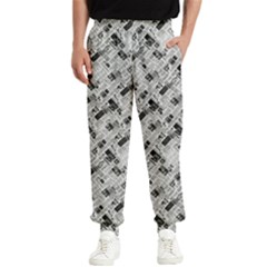 8 bit newspaper pattern, gazette collage black and white Men s Elastic Waist Pants