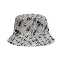 8 Bit Newspaper Pattern, Gazette Collage Black And White Inside Out Bucket Hat by Casemiro