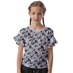 8 Bit Newspaper Pattern, Gazette Collage Black And White Kids  Cut Out Flutter Sleeves by Casemiro