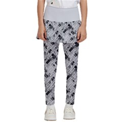 8 bit newspaper pattern, gazette collage black and white Kids  Skirted Pants