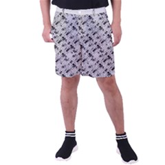 8 bit newspaper pattern, gazette collage black and white Men s Pocket Shorts