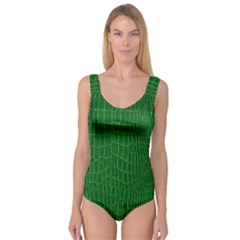 Crocodile Leather Green Princess Tank Leotard  by skindeep