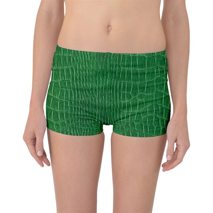 Crocodile Leather Green Boyleg Bikini Bottoms