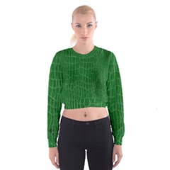 Crocodile Leather Green Cropped Sweatshirt by skindeep