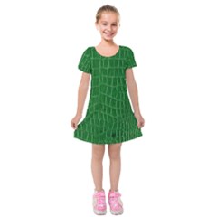 Crocodile Leather Green Kids  Short Sleeve Velvet Dress by skindeep