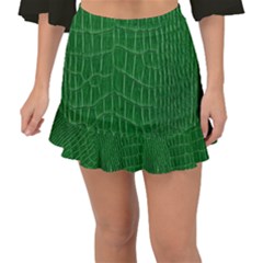 Crocodile Leather Green Fishtail Mini Chiffon Skirt by skindeep