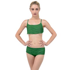 Crocodile Leather Green Layered Top Bikini Set by skindeep