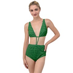 Crocodile Leather Green Tied Up Two Piece Swimsuit by skindeep