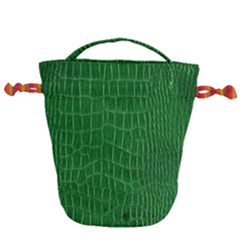 Crocodile Leather Green Drawstring Bucket Bag by skindeep