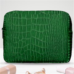 Crocodile Leather Green Make Up Pouch (large) by skindeep