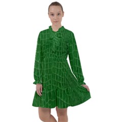 Crocodile Leather Green All Frills Chiffon Dress by skindeep