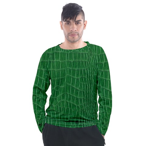 Crocodile Leather Green Men s Long Sleeve Raglan Tee by skindeep