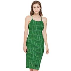 Crocodile Leather Green Bodycon Cross Back Summer Dress by skindeep