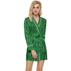 Crocodile Leather Green Long Sleeve Satin Robe by skindeep