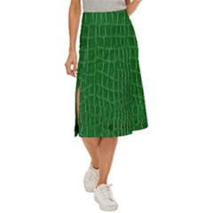 Crocodile Leather Green Midi Panel Skirt by skindeep