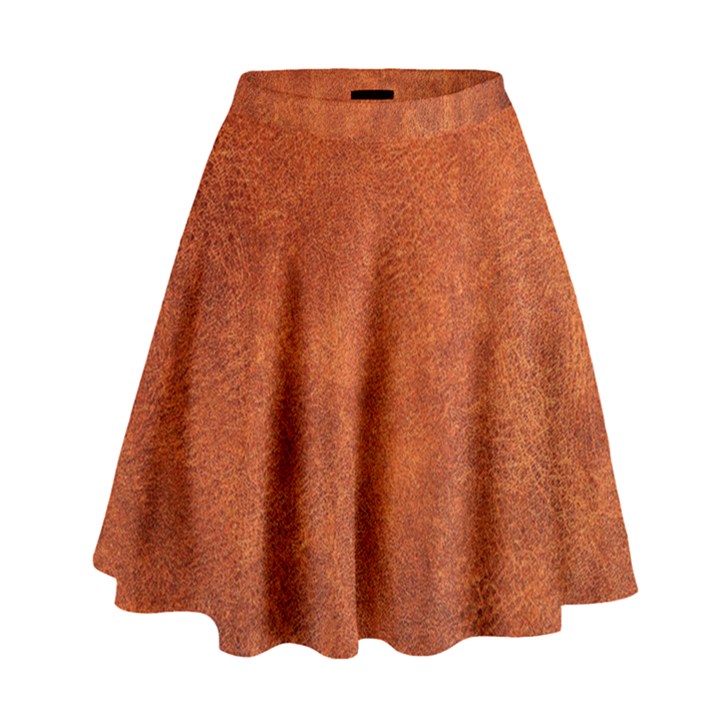 Faux Leather Brown 2 High Waist Skirt