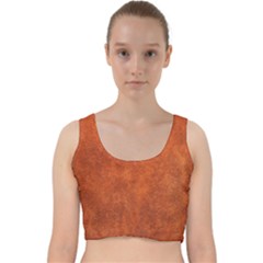 Faux Leather Brown 2 Velvet Racer Back Crop Top by skindeep