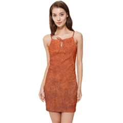 Faux Leather Brown 2 Summer Tie Front Dress