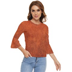 Faux Leather Brown 2 Bell Sleeve Top