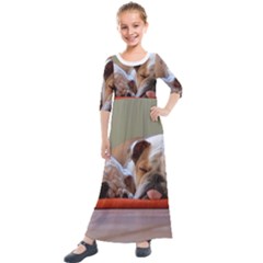 2 Sleeping Bulldogs Kids  Quarter Sleeve Maxi Dress by SomethingForEveryone