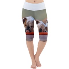 2 Sleeping Bulldogs Lightweight Velour Cropped Yoga Leggings by SomethingForEveryone