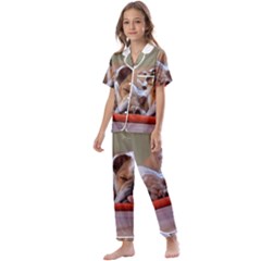 2 Sleeping Bulldogs Kids  Satin Short Sleeve Pajamas Set