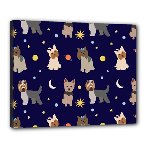 Terrier Cute Dog With Stars Sun And Moon Canvas 20  X 16  (stretched) by SychEva