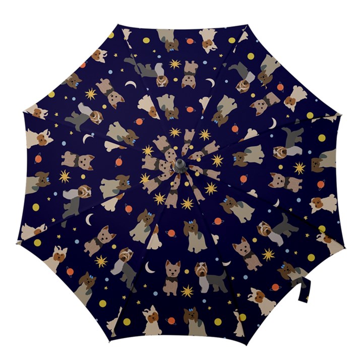 Terrier Cute Dog With Stars Sun And Moon Hook Handle Umbrellas (Small)