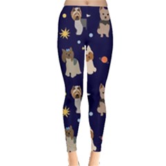 Terrier Cute Dog With Stars Sun And Moon Leggings  by SychEva