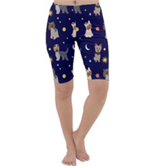 Terrier Cute Dog With Stars Sun And Moon Cropped Leggings  by SychEva