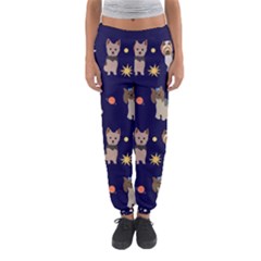 Terrier Cute Dog With Stars Sun And Moon Women s Jogger Sweatpants by SychEva