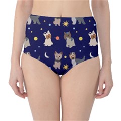 Terrier Cute Dog With Stars Sun And Moon Classic High-waist Bikini Bottoms by SychEva