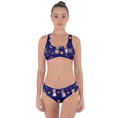 Terrier Cute Dog With Stars Sun And Moon Criss Cross Bikini Set by SychEva