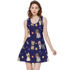 Terrier Cute Dog With Stars Sun And Moon Inside Out Reversible Sleeveless Dress by SychEva