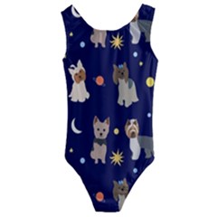 Terrier Cute Dog With Stars Sun And Moon Kids  Cut-out Back One Piece Swimsuit by SychEva