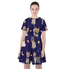 Terrier Cute Dog With Stars Sun And Moon Sailor Dress by SychEva