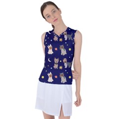 Terrier Cute Dog With Stars Sun And Moon Women s Sleeveless Sports Top by SychEva