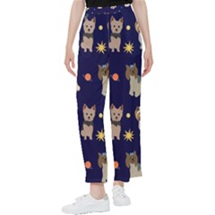 Terrier Cute Dog With Stars Sun And Moon Women s Pants  by SychEva