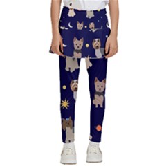 Terrier Cute Dog With Stars Sun And Moon Kids  Skirted Pants by SychEva