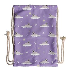 Pug Dog On A Cloud Drawstring Bag (large) by SychEva