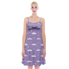 Pug Dog On A Cloud Spaghetti Strap Velvet Dress by SychEva