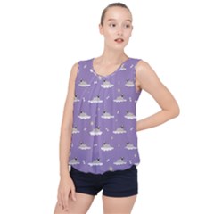 Pug Dog On A Cloud Bubble Hem Chiffon Tank Top by SychEva