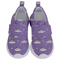 Pug Dog On A Cloud Kids  Velcro No Lace Shoes by SychEva