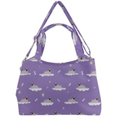 Pug Dog On A Cloud Double Compartment Shoulder Bag by SychEva