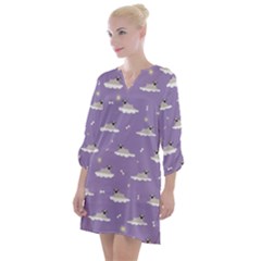 Pug Dog On A Cloud Open Neck Shift Dress by SychEva