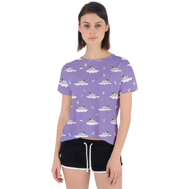 pug dog on a cloud Open Back Sport Tee